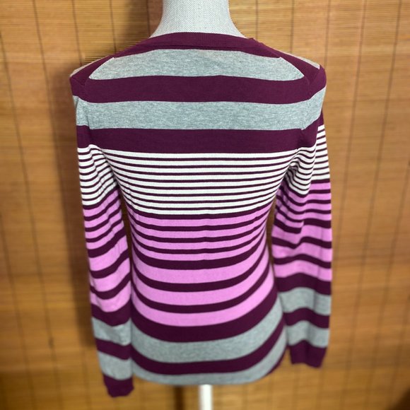 Tommy Hilfiger 100% Cotton Striped Long Sleeve V Neck Sweater Size Small - Picture 4 of 5